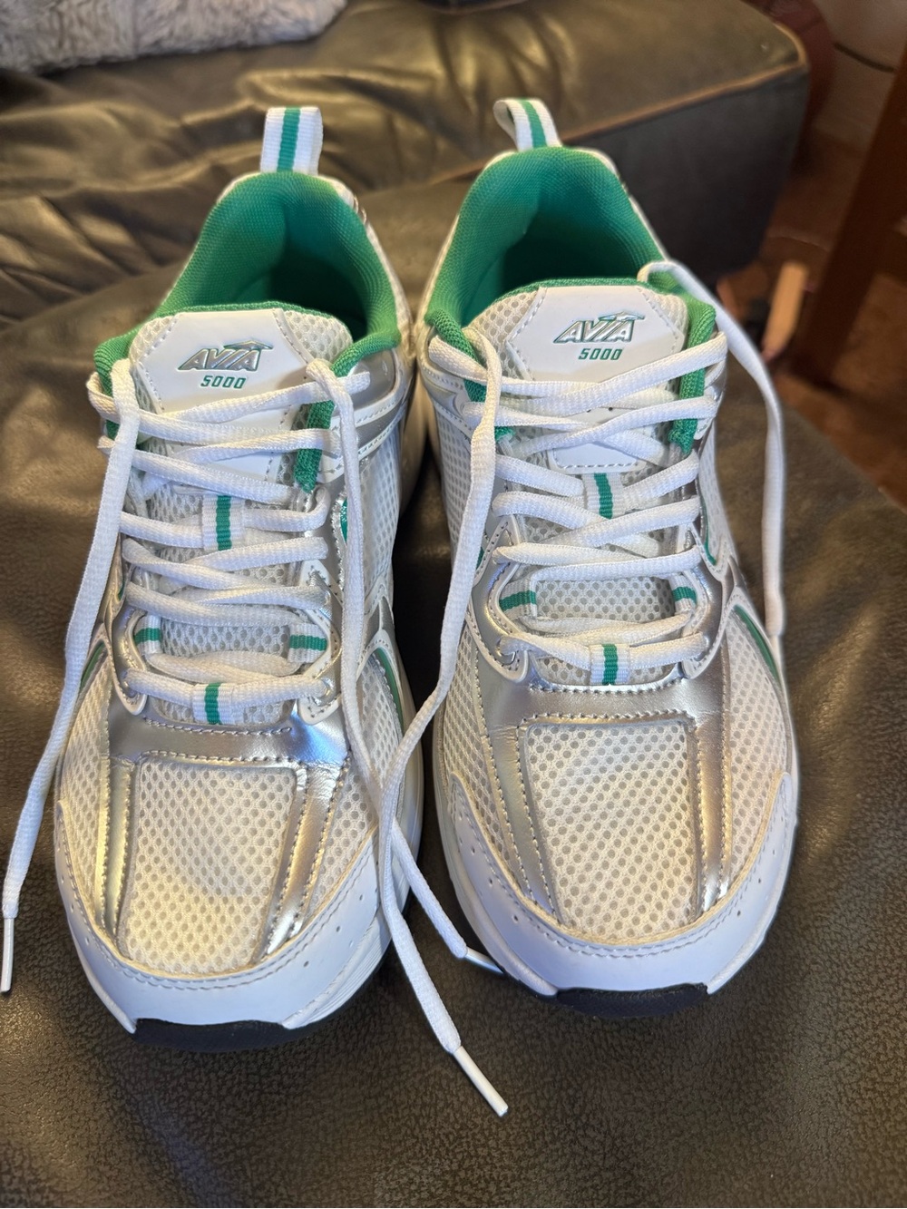Avia White and Green Women's Athletic Sneakers